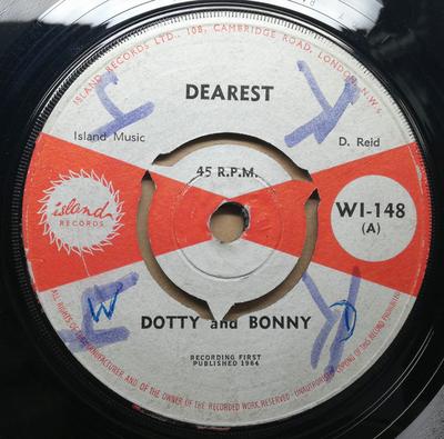 7palcová deska DOTTY & BONNY - Dearest / Tears Are Falling WI148 Island Records 1964 UK Reggae, Ska & Dub Použitá