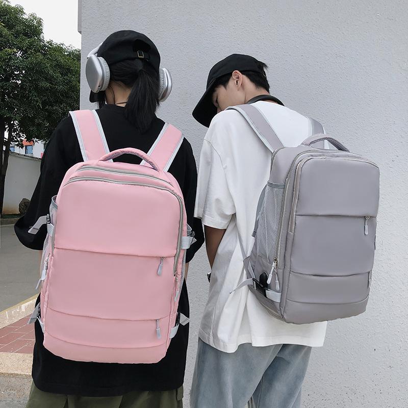 Simple Solid Color Computer Bag Locomotive Ins Wind Men's and Women's Business Trip Commuting Daily Backpack