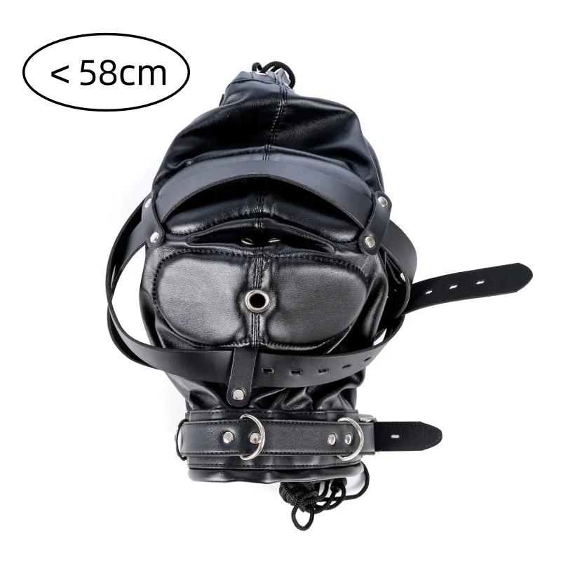 Fetish Full Head Hood Couple Adult Cosplay Games PU Leather Sexy Mask Hood Halloween Party Bondage Face Cover Role Play Costumes