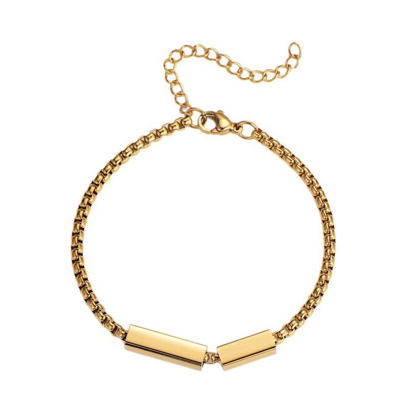 Geometric Minimalist Titanium Steel Bracelet Women Gold Or Gunmetal Finish Adjustable Length 51-80cm Elegant Everyday