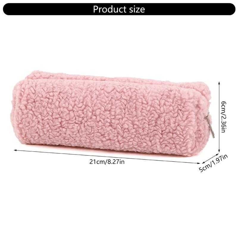 Large Capacity Pencil Case Zippered Plush Pen Pencil Pouches Portable Pencil Organizers Bag Travel Cosmetic Storage Bag