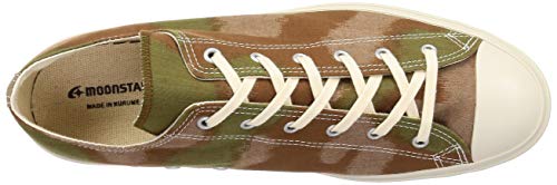 Moonstar Lifestyle FINE VULCANIZED/LOWBASKET K Sneakers (Low Basket K) Made in Japan with Vulcanized Kurume Kasuri Fabric, Camo, Size 23.0 cm, E
