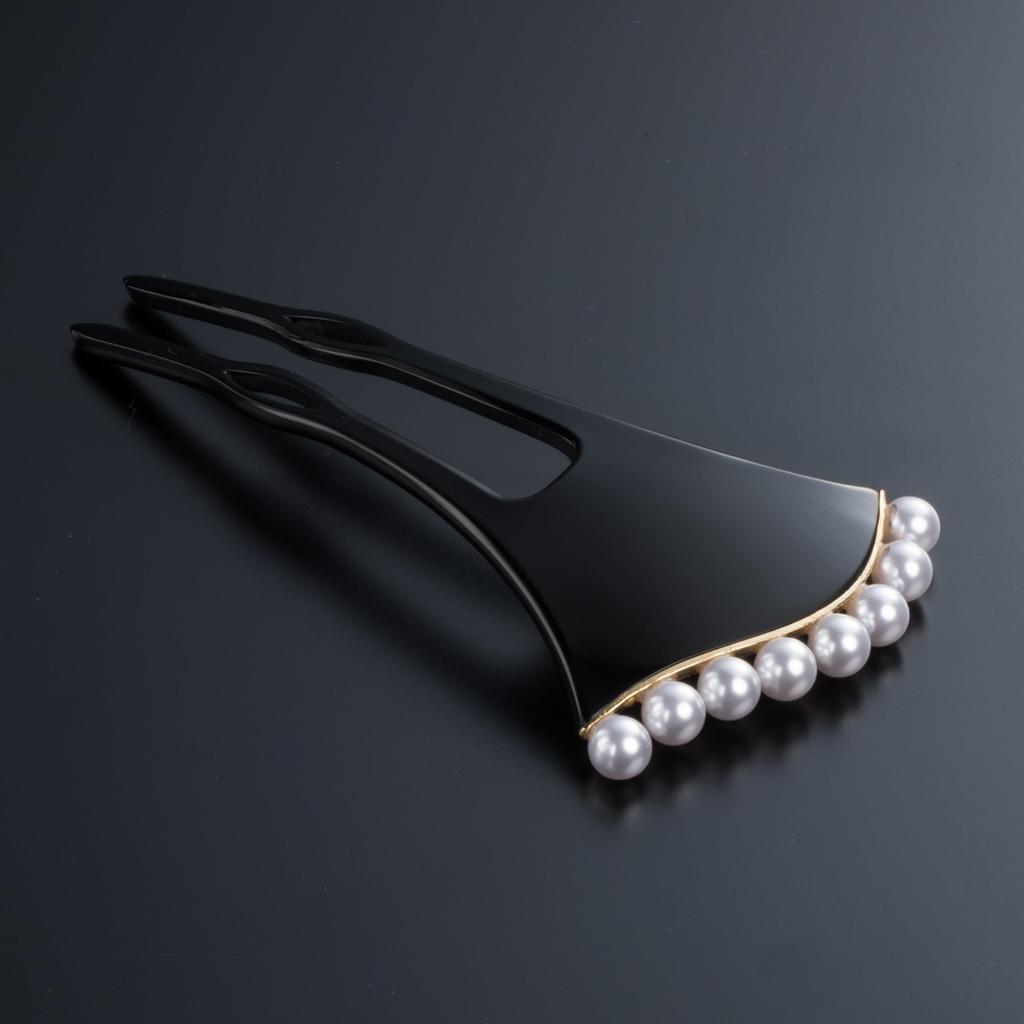 Agrafă de păr ondulată cu perle, păr Ginkgo, pentru ornament de păr kimono [Sanbi] [Mic] Ornament, agrafă de păr, agrafă de păr, tip, absolvire, (Linie argintie)