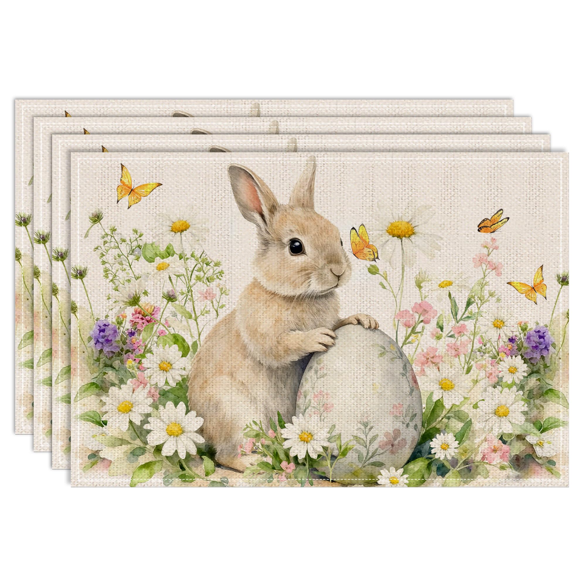 

Spring Place Mats Set of 4 12x18 inch for Dinning Table - Blooming Floral Spring Table Decor, Party - Farmhouse Flower Seasonal Table Mats Decroations 12“x18”, Rectangular-set of 4