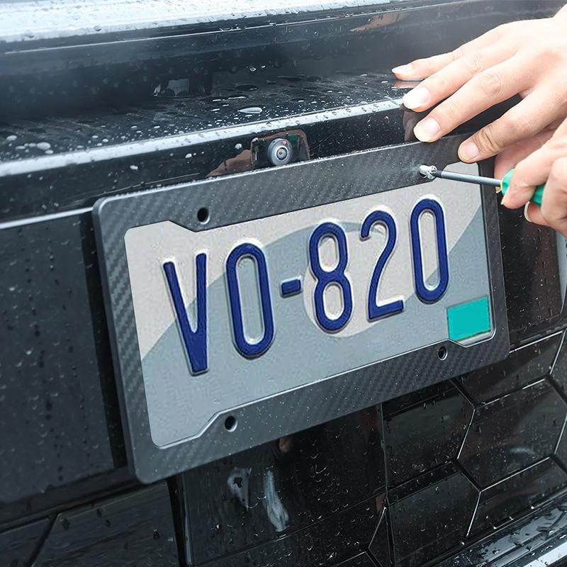 

Carbon Fiber Patterned License Plate Holder With Standard Screw Kit For License Plate Frame Protection Parts A2