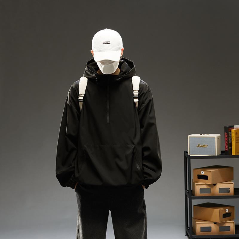 Loose Jacket Men's Spring and Autumn Fashion Top Handsome Youth Shoulder-down Popular Casual Pullover Jacket