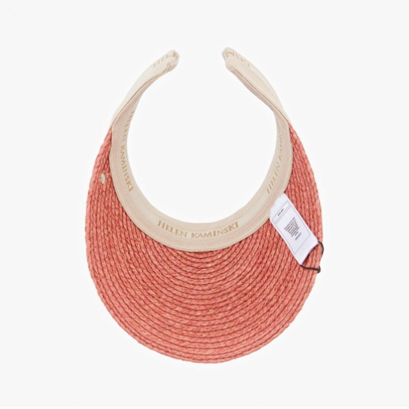 Helen Kaminski Bianco Pomelo Natural Logo Visor Sun Cap Hat50265