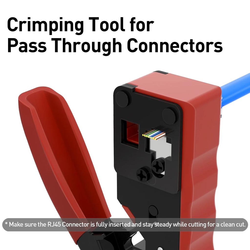 High Carbon Steel Crimp Tool Pass Through Ethernet Crimping Tool Cat6 Cat5 Cat5e Connectors with Ethernet All-in-one Wire Tool