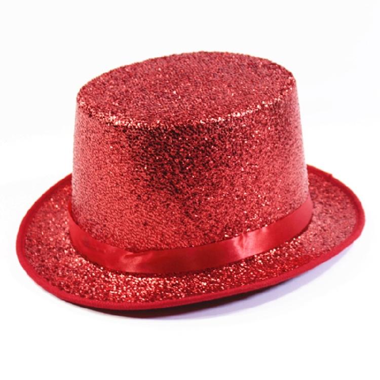 Magician Hat Wide Brim Fedora Hat Stage Top Hat Short Brim Flickering Glitter