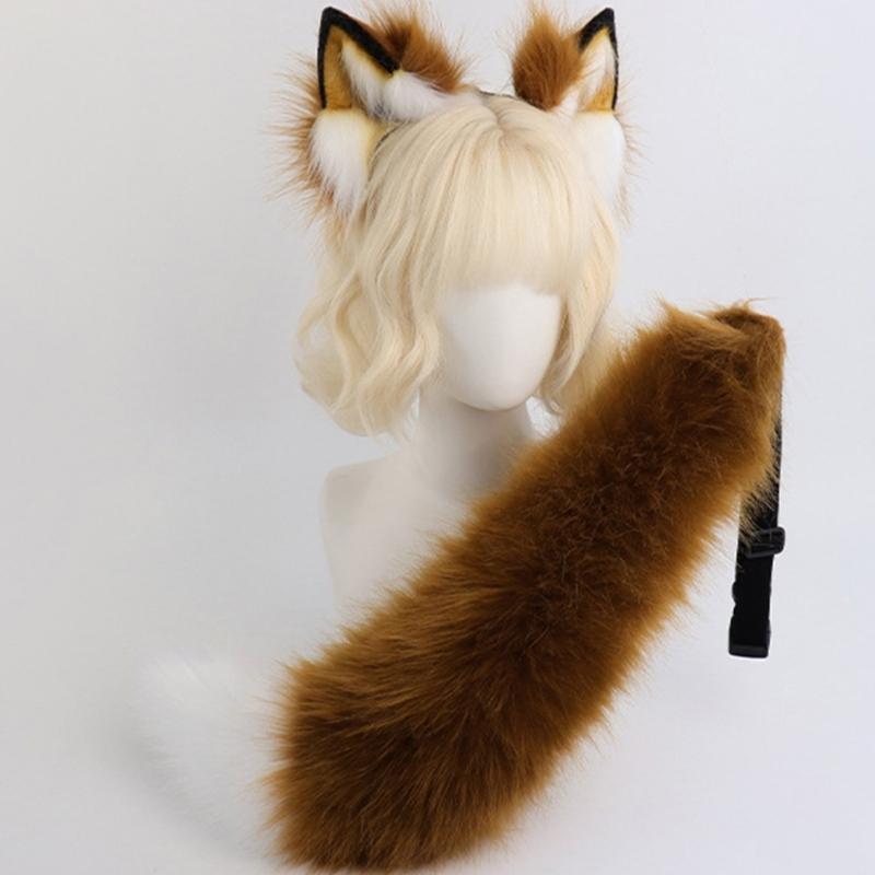 Fuchsohren-Stirnband mit Schwanz Fuchs Katzenohren und Schwanz Set Halloween Cosplay Party Fuchs Kostüm Zubehör Kind Erwachsener