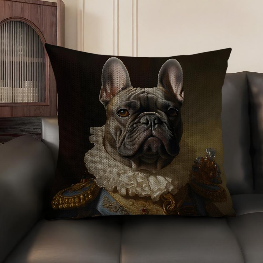 Renaissance Royal Dog Cushion Cover Natural Linen Organic Fabric DoubleSided Printing Sofa Home Decor Gift Pillow Case