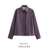 Kaslead New Arrival Women's Clothing Fashion Style Fashion Plaid Gingham Lapel Long Sleeve Shirt 9626421