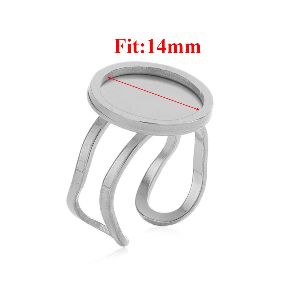 4pcs Stainless Steel 25mm Round Open Ring Cabochon Cameo Blank Tray Base Settings for DIY Rings Jewelry Making Findings Supplies