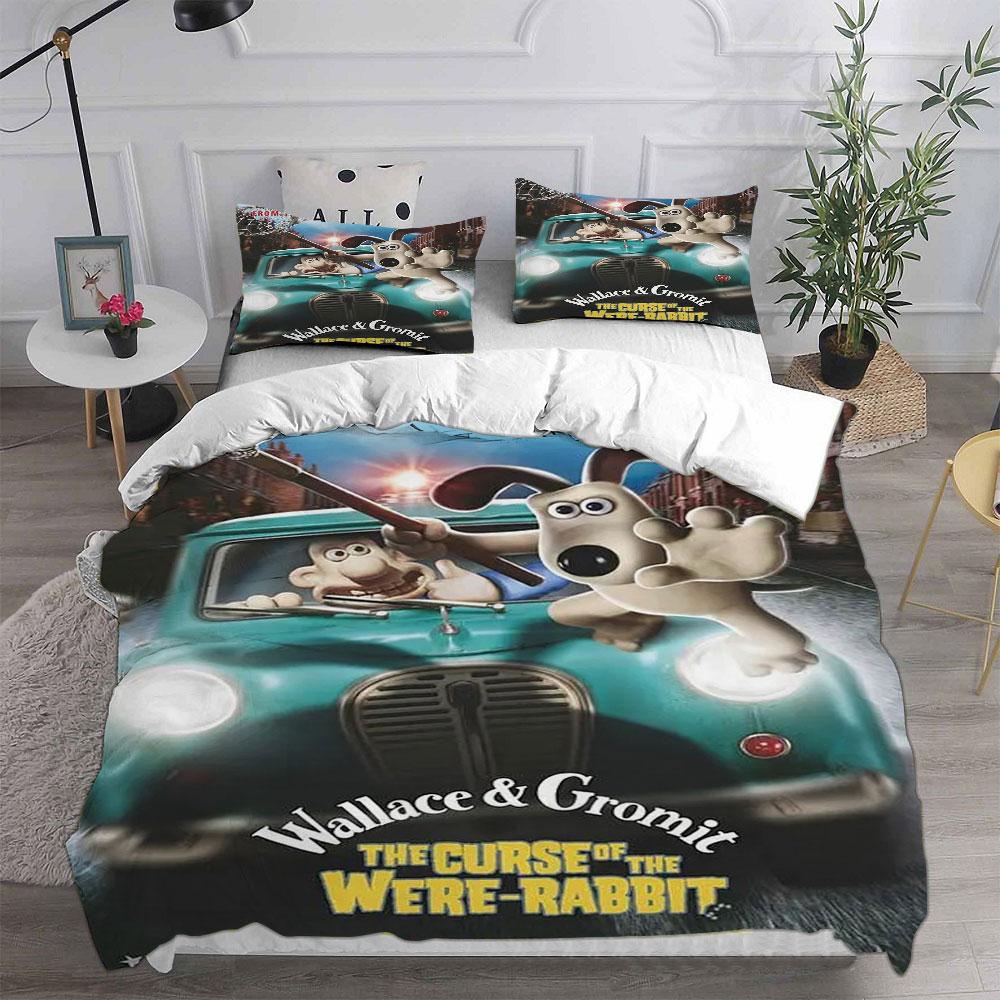 Wallace & Gromit Bedding Sets Comforter Quilt Bed Cover Duvet Cover Pillow Case 2-3 Pieces Sets Kids Adult Size