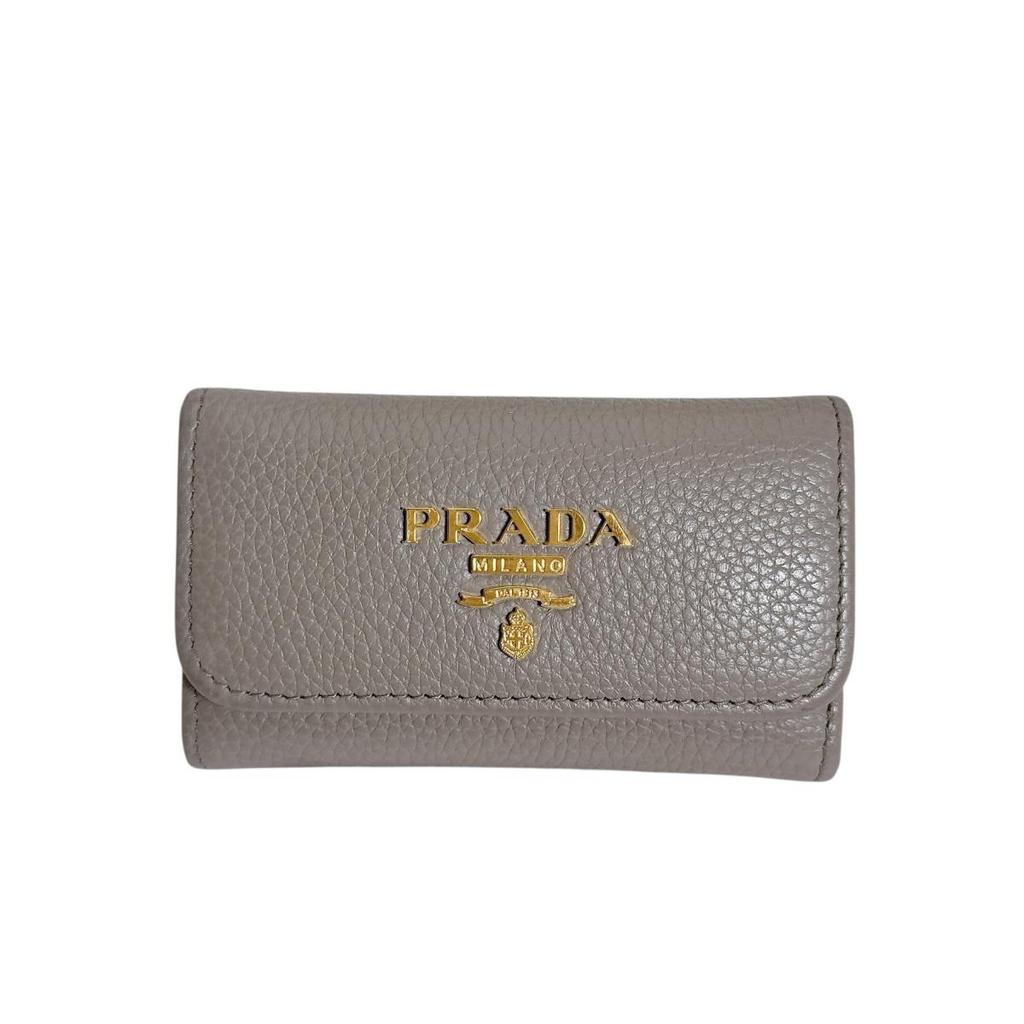 Prada Vittero Grain Leather Safiano Key Holder  Leather Gurege Women 1PG222 Used