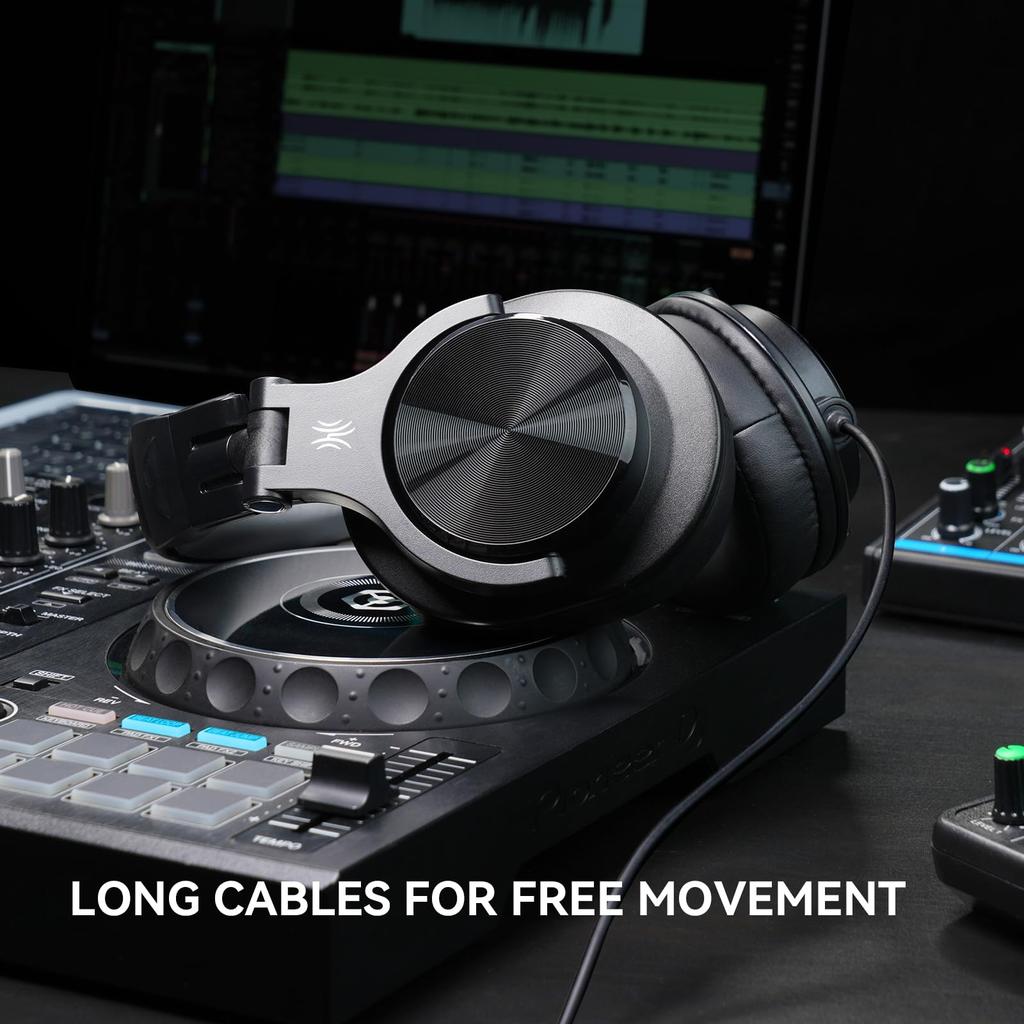 OneOdio A71D Audio with Black Over-Ear Headphones, Wired, Closed-Back, Hi-Res Compatible, Monitor/DJ, 3.5/6.35mm Plug,