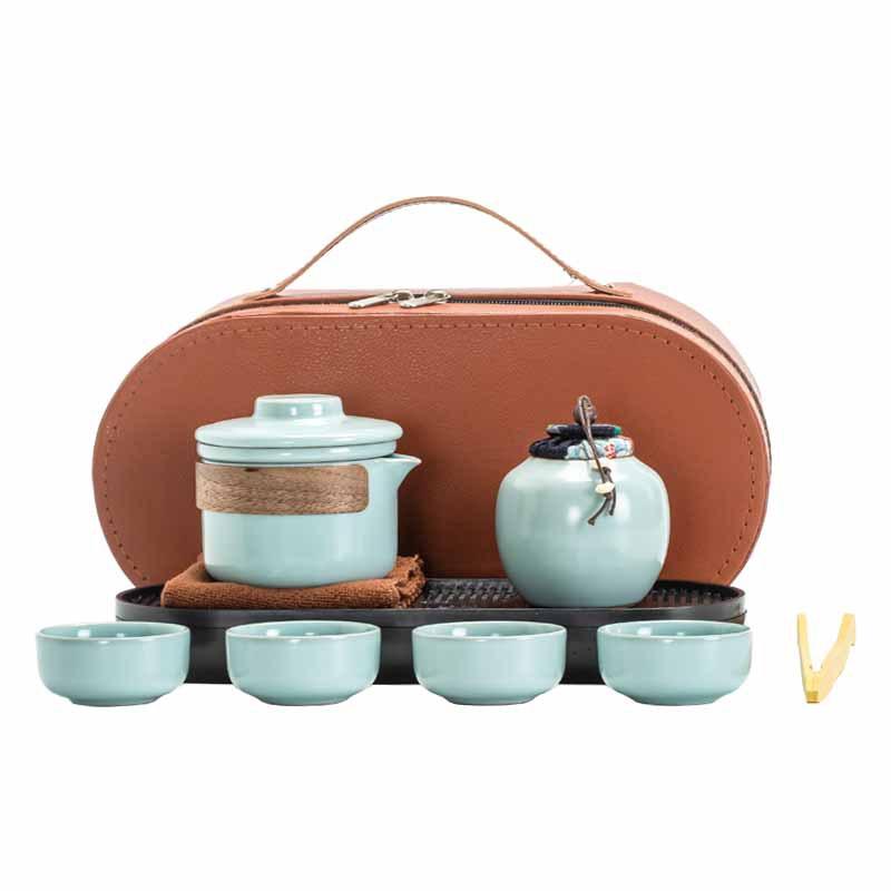 

Ручной горшок, чашка Куайкэ из печи Жу, портативный дорожный чайный набор, полный комплект, памятный подарок для вечеринки компании