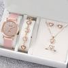 Women's watch, simple new model, five-piece set, round jewelry wristwatch set, women's high-end, light luxury, fashionable women's watch