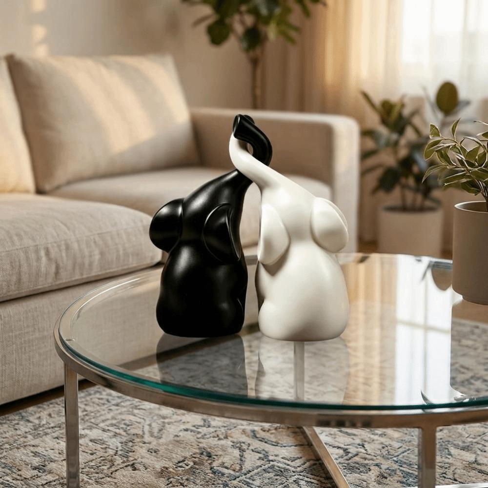 Minimalist Elephant Sculpture Niche Style Loving Figurine Creative Couples Elephant Statue  Office