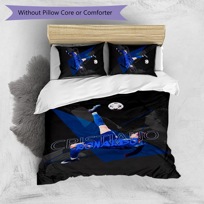 Set Lenzuola 3 Pezzi con Stampa Cristiano Ronaldo Morbido Delicato sulla Pelle Lavabile Copripiumino e Federe Set Stagione Unica Camera da Letto