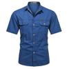 Men's Outdoor Iron-Free Short Sleeve Cotton Work Shirt