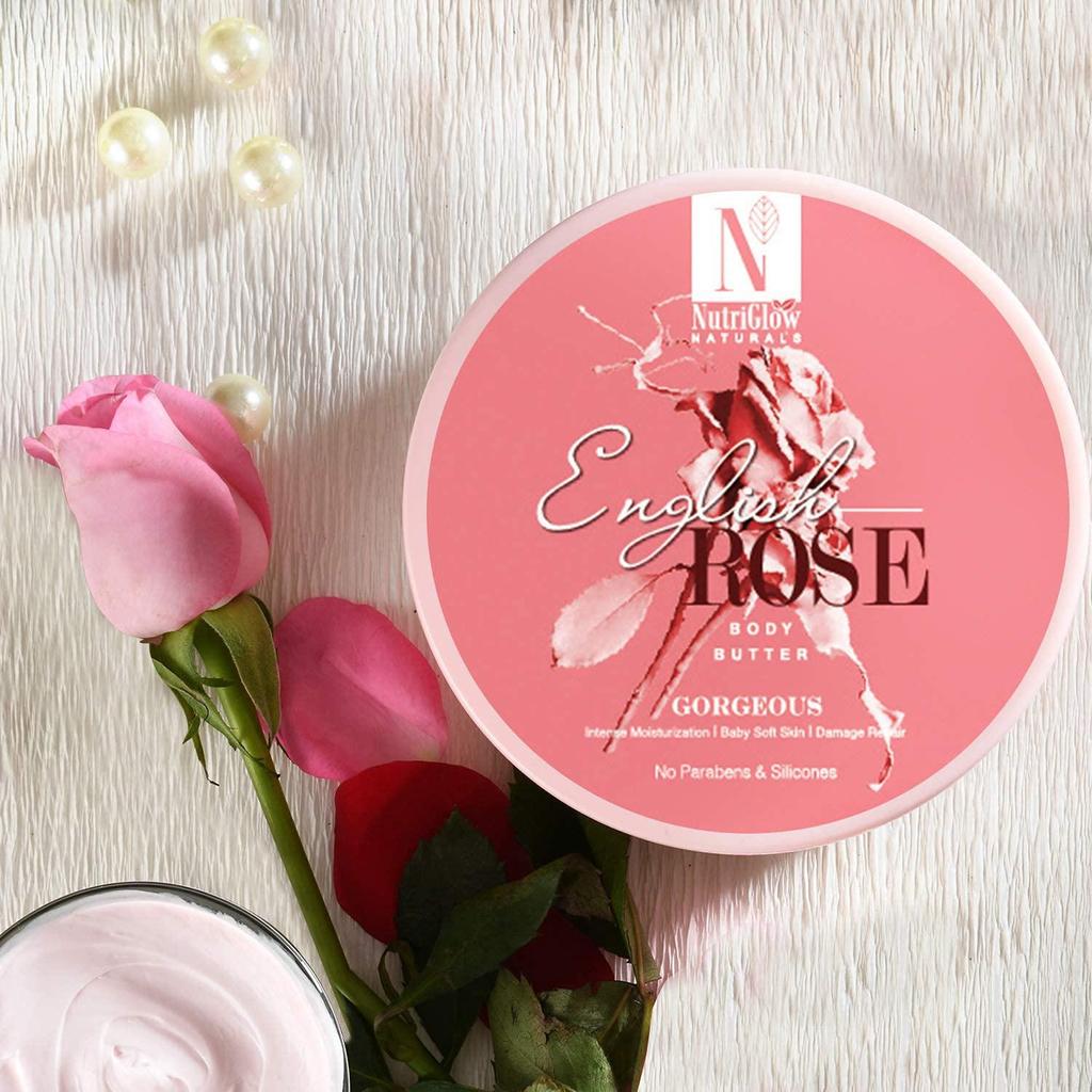NutriGlow Natural's English Rose Body Butter With Rose Extracts Deep Nourishing