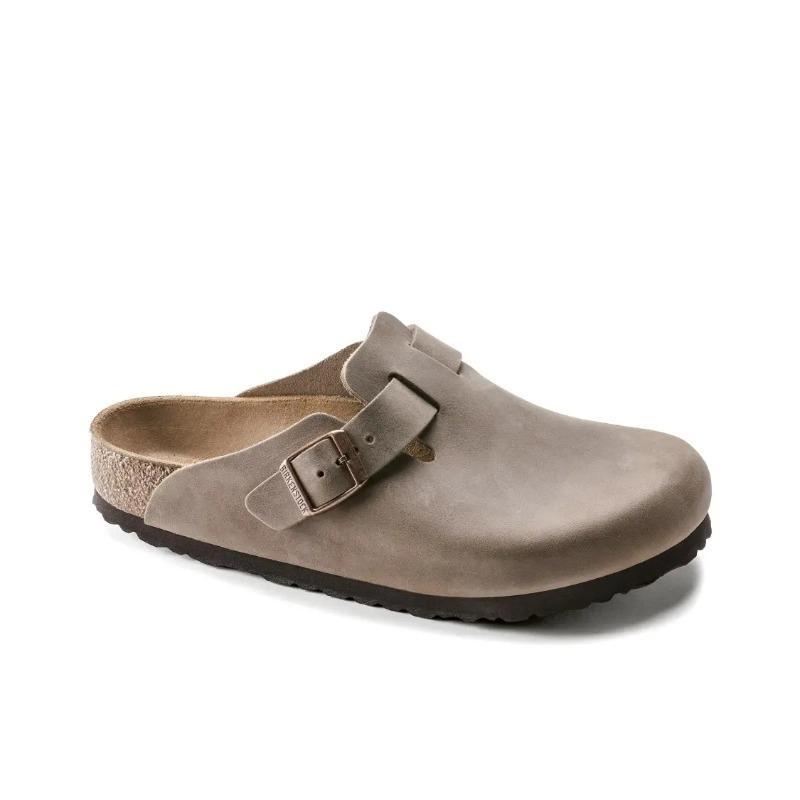 Birkenstock Boston Unisex Oiled Leather Soft Sole Slip On Clogs Brown Regular Fit 0960811