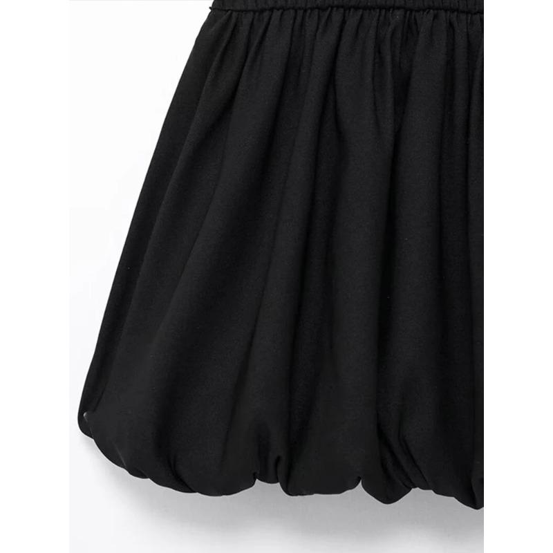 Sexy Knit Mini Dress Women Elegant Backless Sleeveless Puffy Dresses Female 2024 Spring Summer Party Fashion White Short Robe