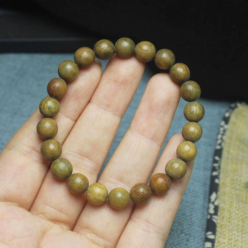 Green Sandalwood Single Loop Bracelet, Natural Fragrance Wooden Jewelry for Daily Wear