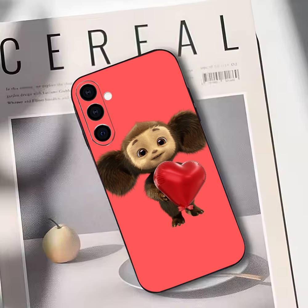 Cartoon C-cheburashka  Phone Case Black Silicone Soft For Samsung Galaxy A73,A72,A71,A70,A53,A52,A51