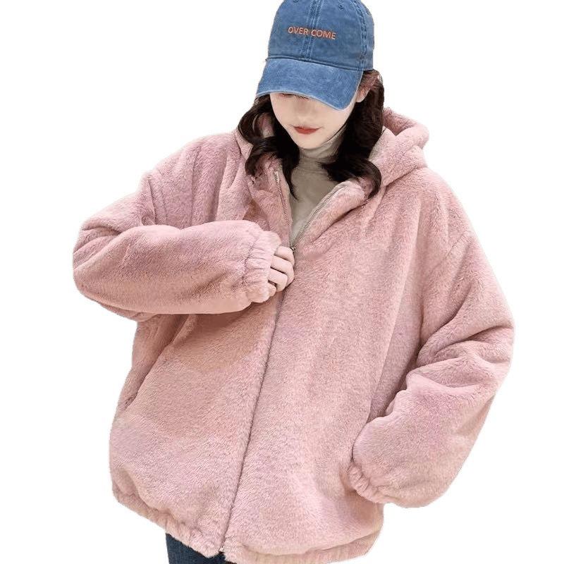 Fashion imitation fur jacket women's tide autumn and winter new imitation Rex rabbit hair loose stand-up collar women's clothing