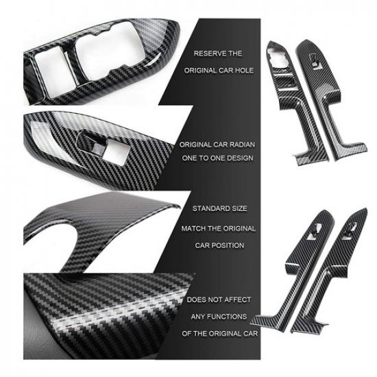 Car Window Lift Switch Panel Cover Trim For Ford Bronco Sport 21+Carbon Fiber