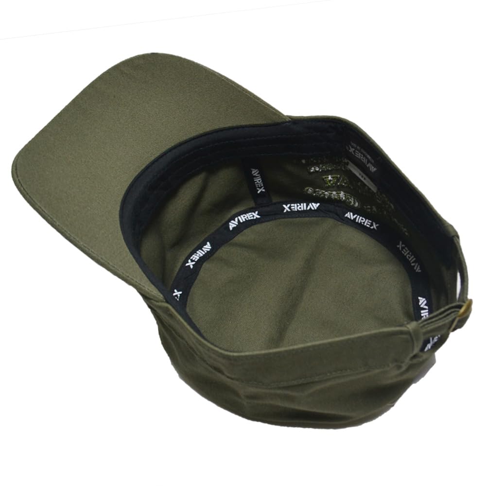 AVIREX Cotton Embroidered Work Simple Style Size Cap, (Regular (Approx. 57-59cm), Khaki)