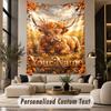 Cow Highland (32) Theme Wall Tapestry Customized With Name Text Personalized Hanging Tapestry For Bedroom Living Room Decor