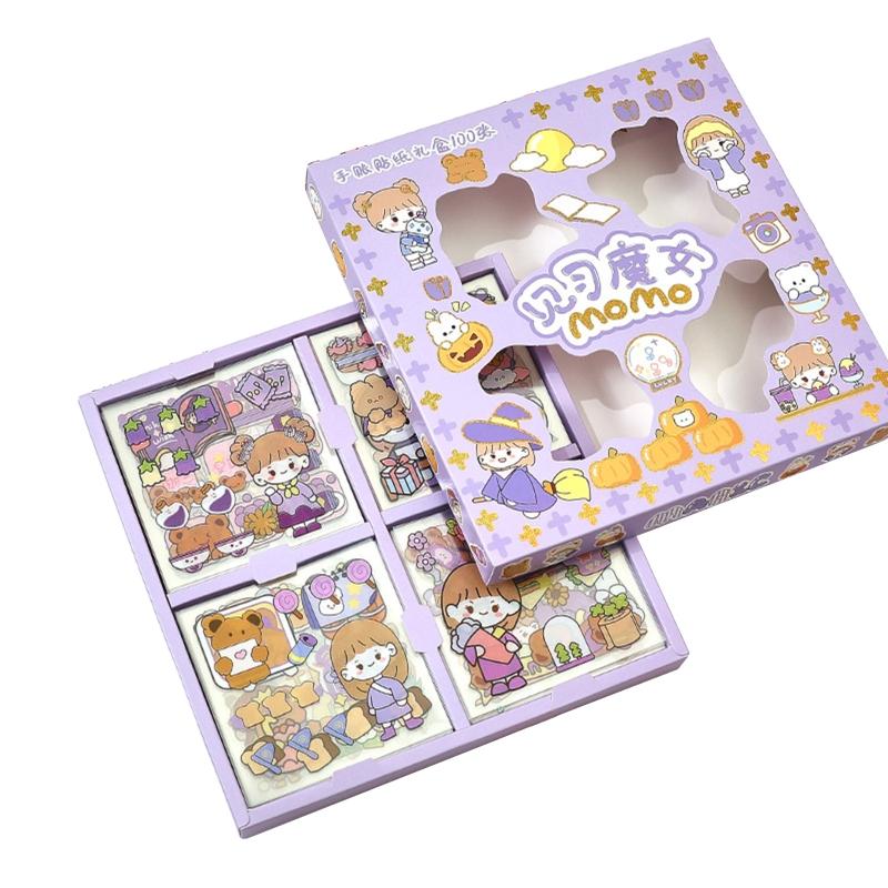 100 Sheets Lovely Cartoon Stickers Sweet Girl Decals Waterproof Adhesive for Child DIY Pencil Case Guitar Computer Cups Decor