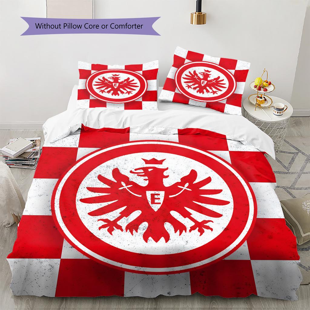 Eintracht Frankfurt Wzór Pościel Kołdra Zestaw Dekoracja Domu Prezent (1 * poszwa na kołdrę + 2 * poszewki na poduszki bez rdzenia)