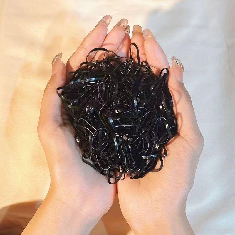 Black Disposable Rubber Hair Ties - Small Bands & Hair Accessories