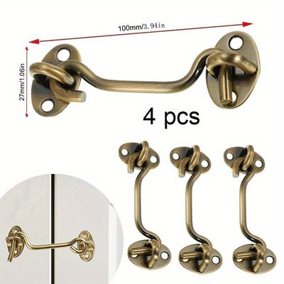 4 adet Ahır Kapısı Mandalı Kapı Kilidi Donanımı, Sürgülü Kapı Kilidi Göz Kancası Mandalı, Paslanmaya Dayanıklı Metal Kapı Mandalı, İç Kapı İçin Gizlilik Kancaları Mandalı