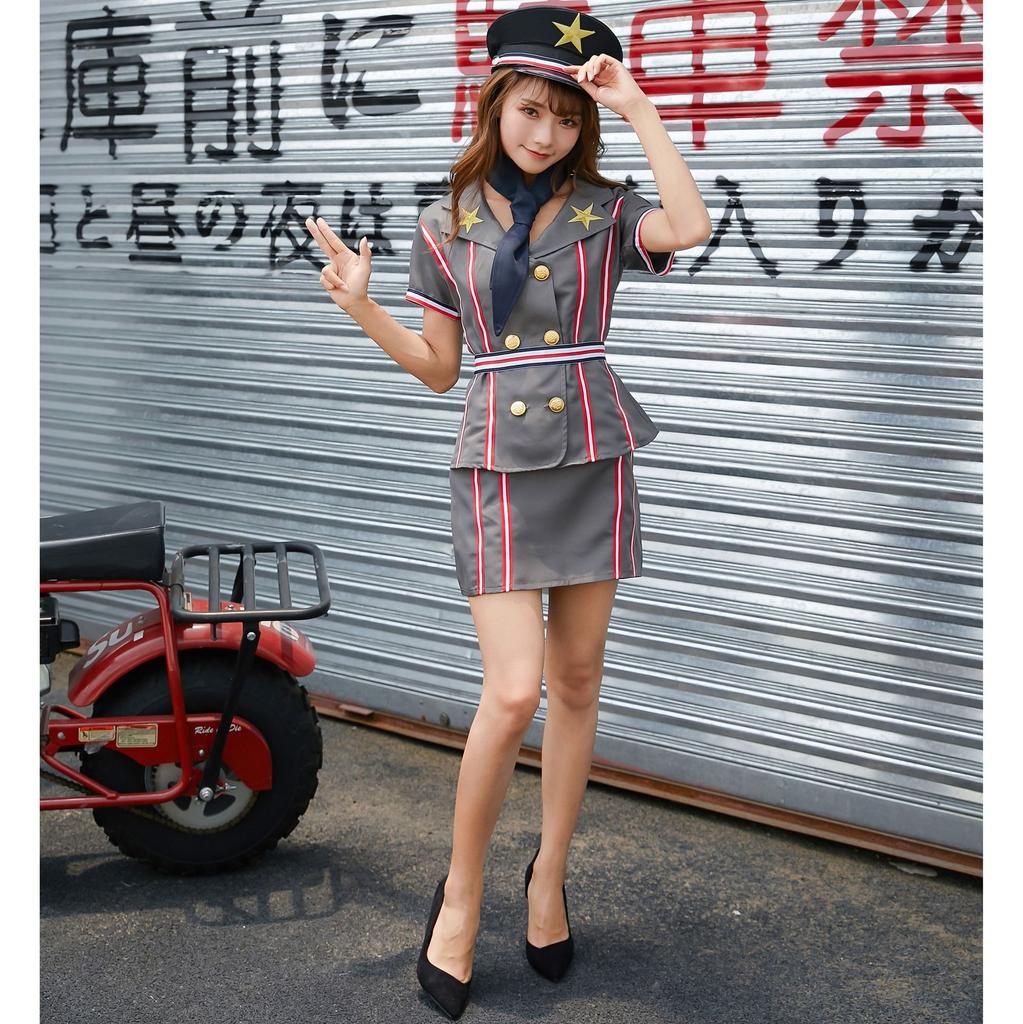 Korean Cosplay Female Pilot Copay Sexy Policewoman Outfit, Group Performance Stage Outfit