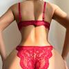 Nytt mode sele spets Sexiga underkläder set Transparent blommig mesh underkläder set