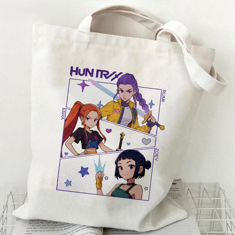 Kpop Witch Hunters Printed Canvas Bag Large Capacity Women's Daily Shopping Bag KTB