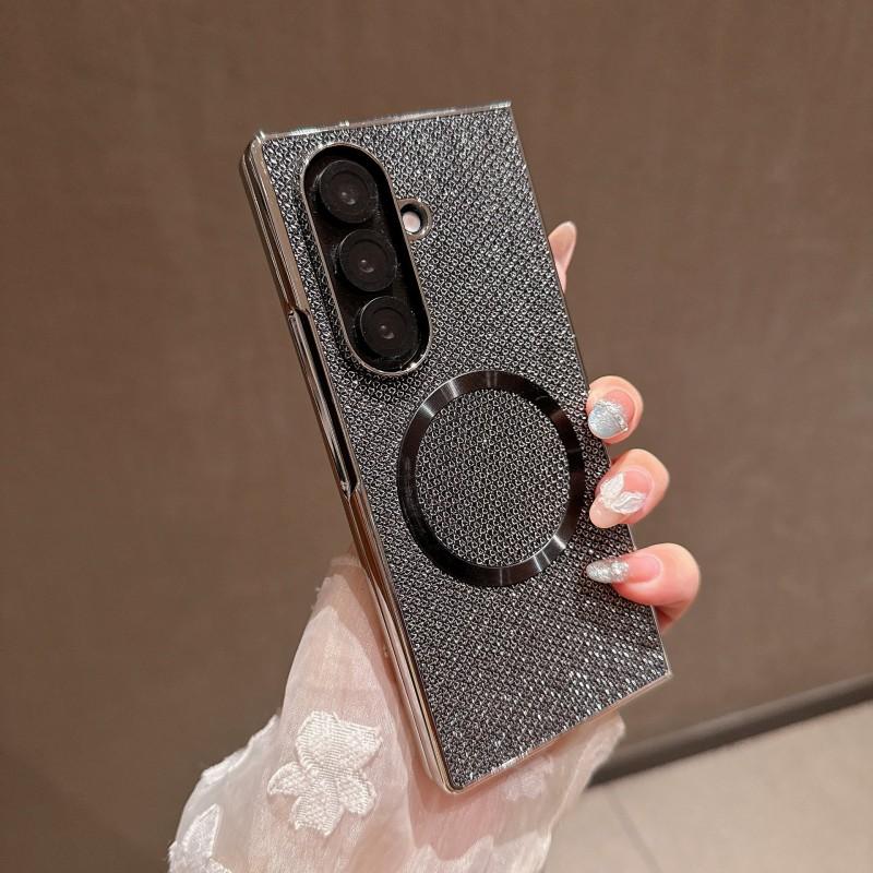 Shockproof Phone Case Z Fold 8/7/6/5/4/3 Glitter Electroplated Wireless Charging Magnetic Ring Foldable Protective Cover