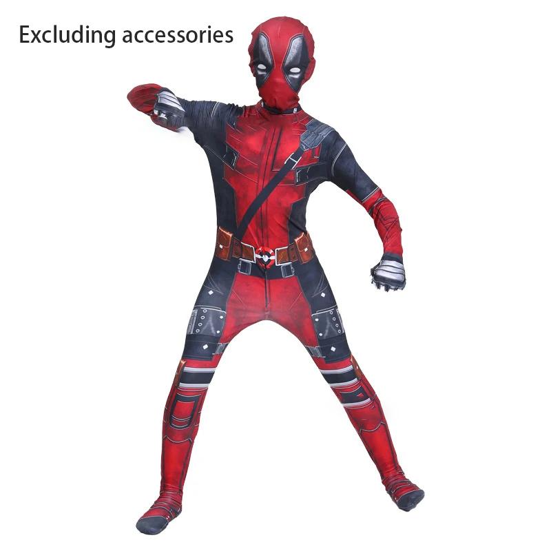 Halloween Deadpool Cosplay Anzug Overall Rucksack Zubehör Fantasy Filmcharakter Maske Strumpfhosen Mit Schwert Und Tasche Feiertagsset