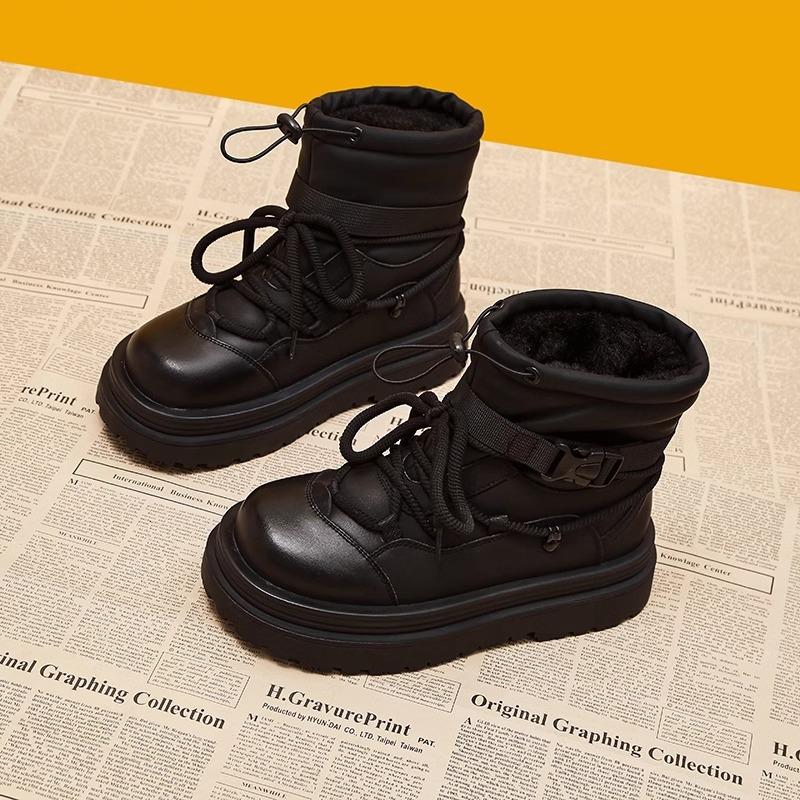 

женские зимние ботинки на толстой подошве Чанбайшань, бархатные утолщенные, для путешествий по Северо-Восточному Харбину, Снежному городку, большие хлопковые ботинки, водонепроницаемые 40 чёрный