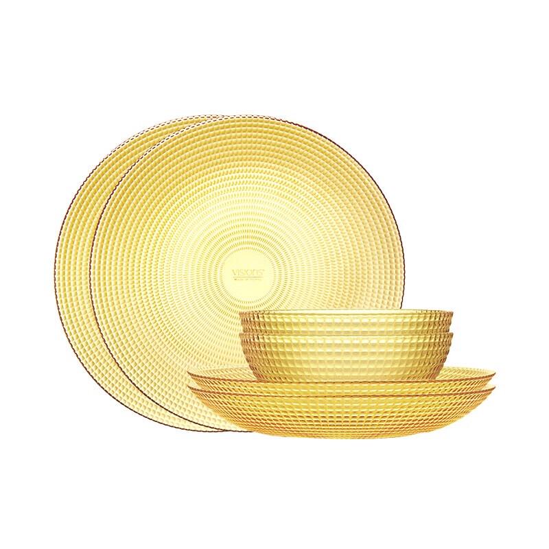 VISIONS Amber High Borosilicate Glass 6-Piece Dinnerware Set