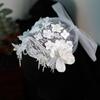 White Bridal Hat Lace Floral Wedding Headwear French Bride Headdress  Headpieces