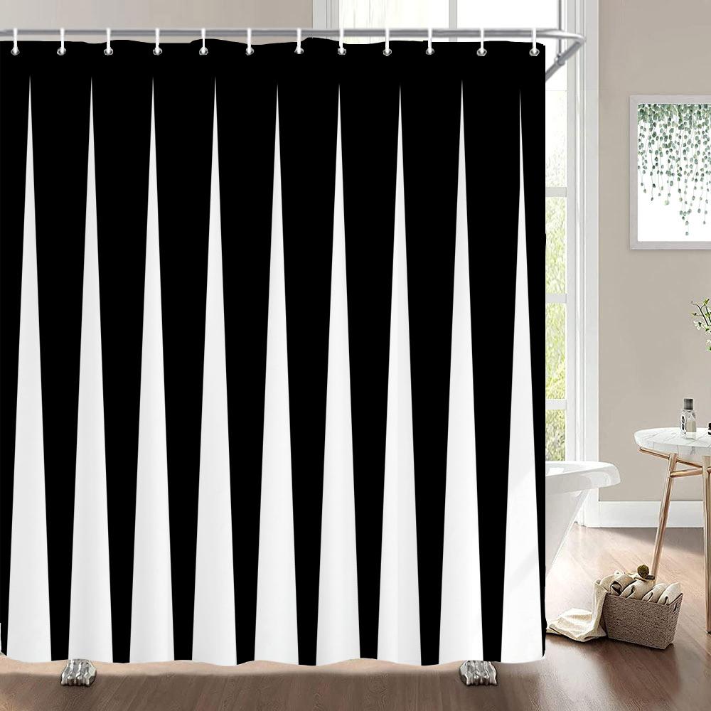 

Геометрическая шторка для душа Простой полосатый принт Водонепроницаемые полиэстеровые шторки для ванной для ванной комнаты Домашний декор Современная шторка для ванной W90xH180cm