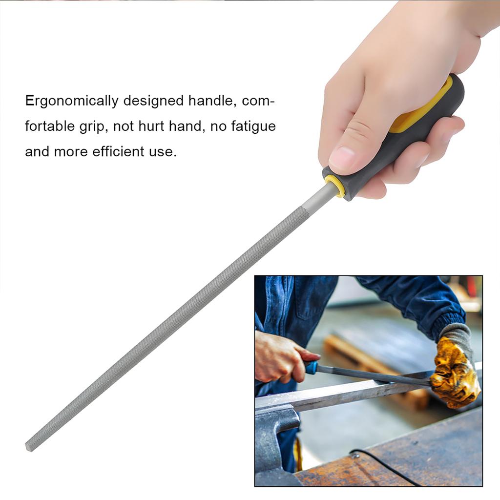 10in Round Mill Steel File Rasp with Handle Sharpening Shaping Tool for Metal Leather