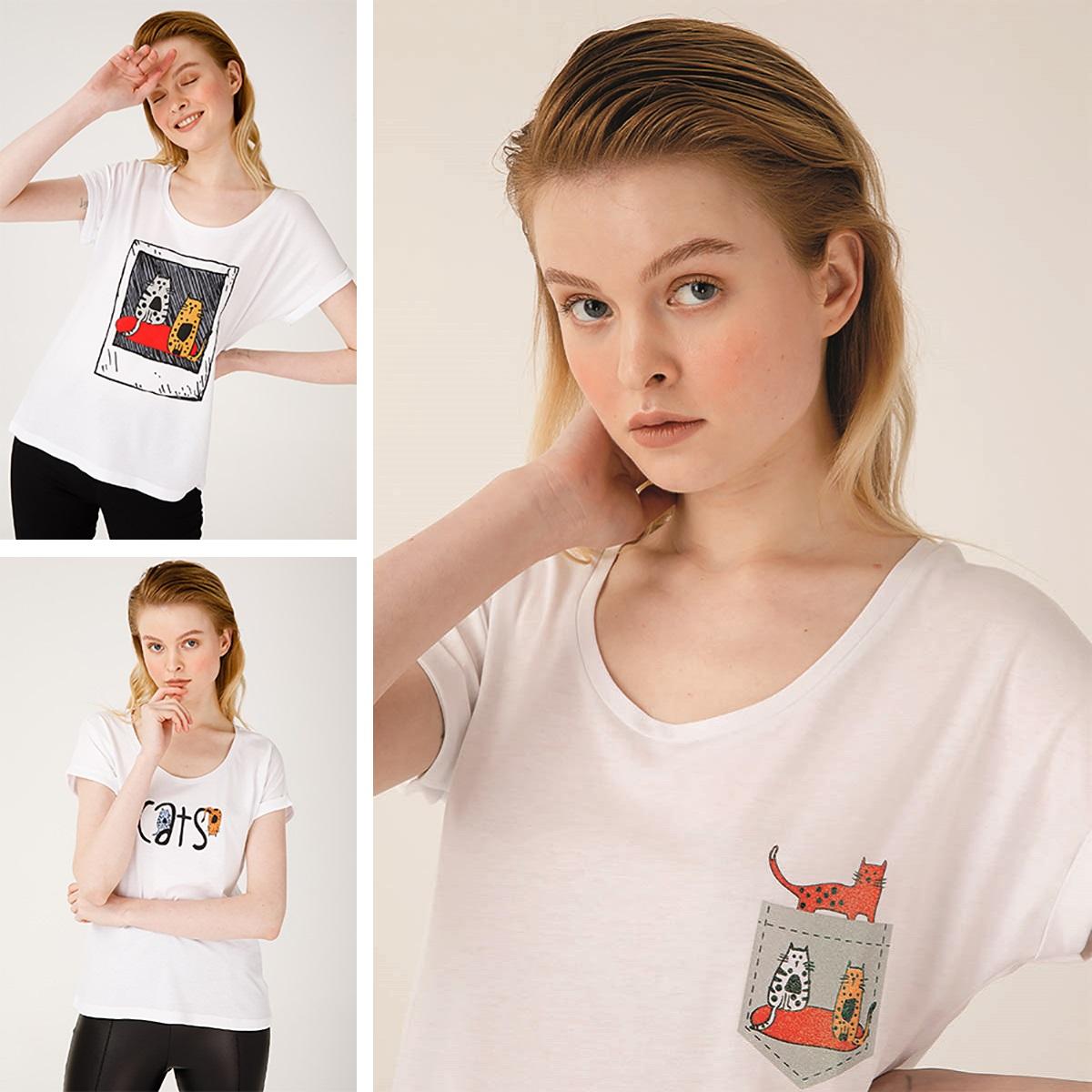 

Biggdesign Cats Womens T-Shirts, Short Sleeve, Cotton, Crewneck Tshirts for Women, Ultra Soft, Modern Fit Women’s T-Shirts S белый