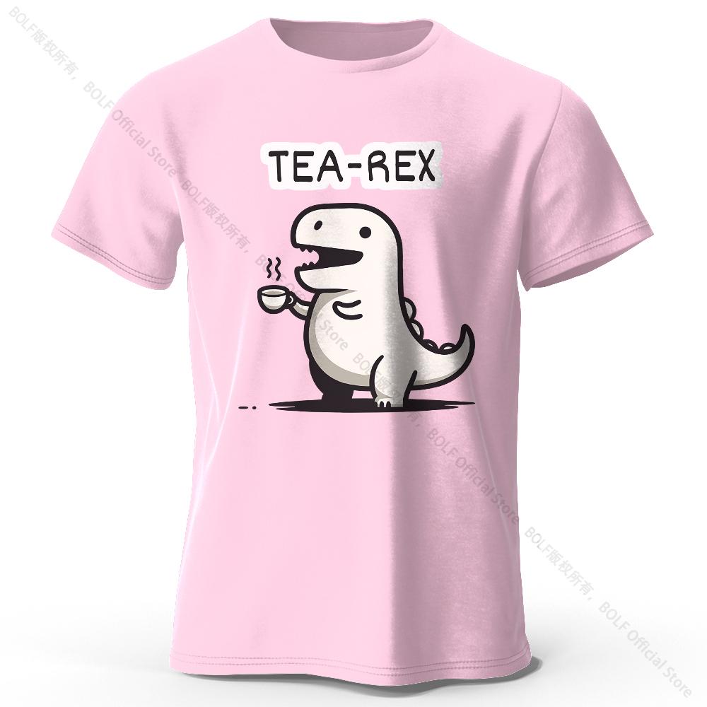 T-shirt da uomo con stampa dinosauro Tea-Rex 100% cotone, Morbida e traspirante, Girocollo, Manica corta, Unisex, Stile divertente e stravagante